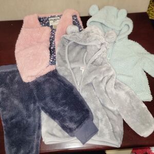 Girls 3-6T Winter Bundle Soft Warm Fleece Jackets with Ears Vest Pants OshKosh +